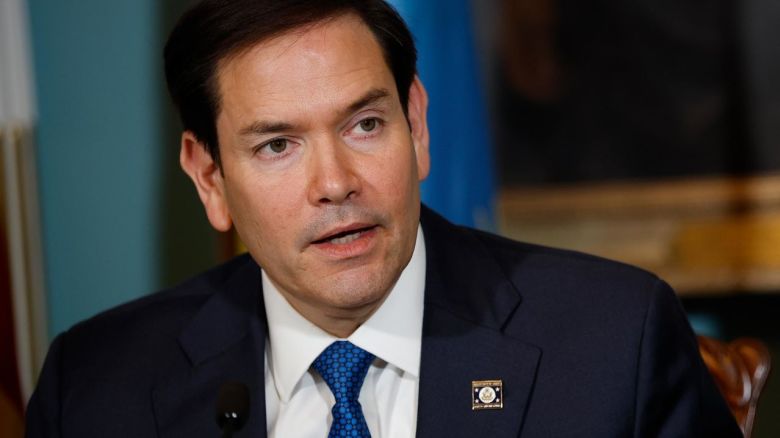 El secretario de Estado de EE.UU., Marco Rubio, pronuncia un discurso en la ciudad de Washington el 25 de abril.