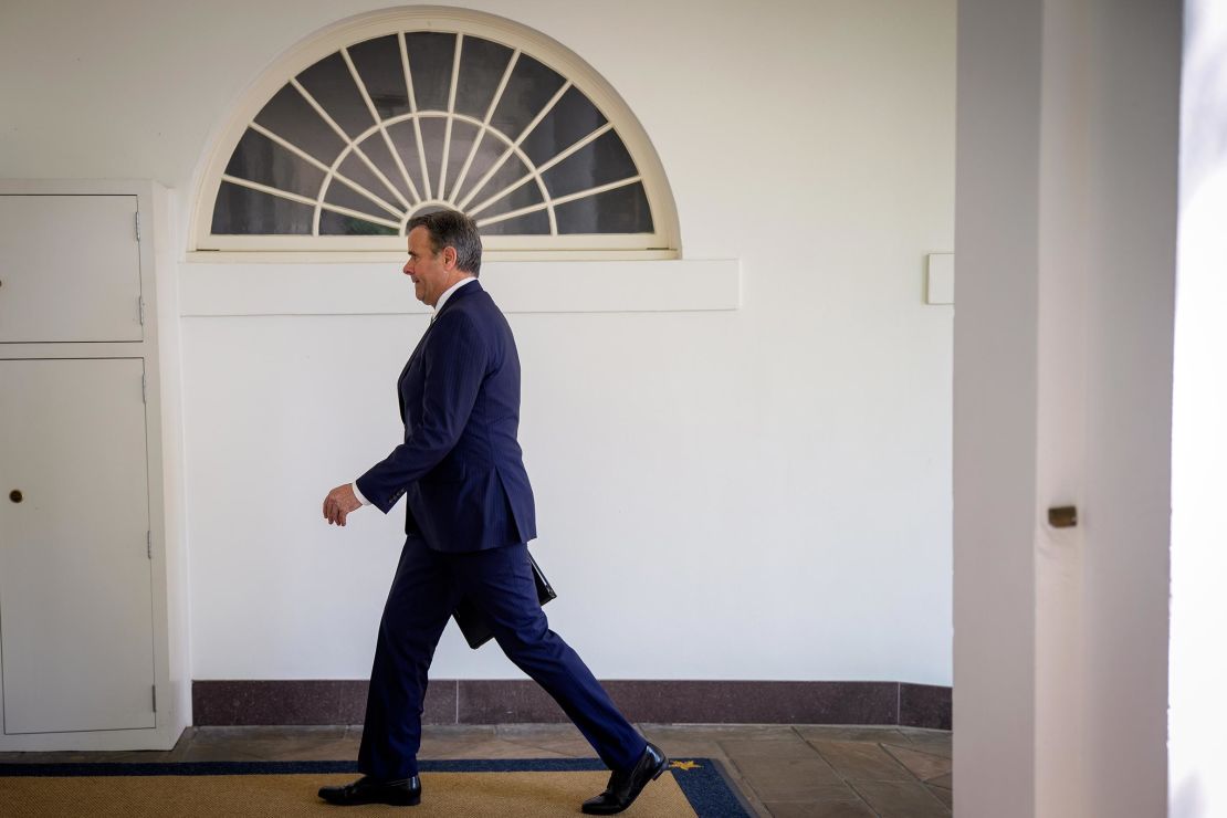 Central Intelligence Agency Director John Ratcliffe departs a National Day of Prayer event before it starts in the Rose Garden at the White House on May 1 in Washington, DC.