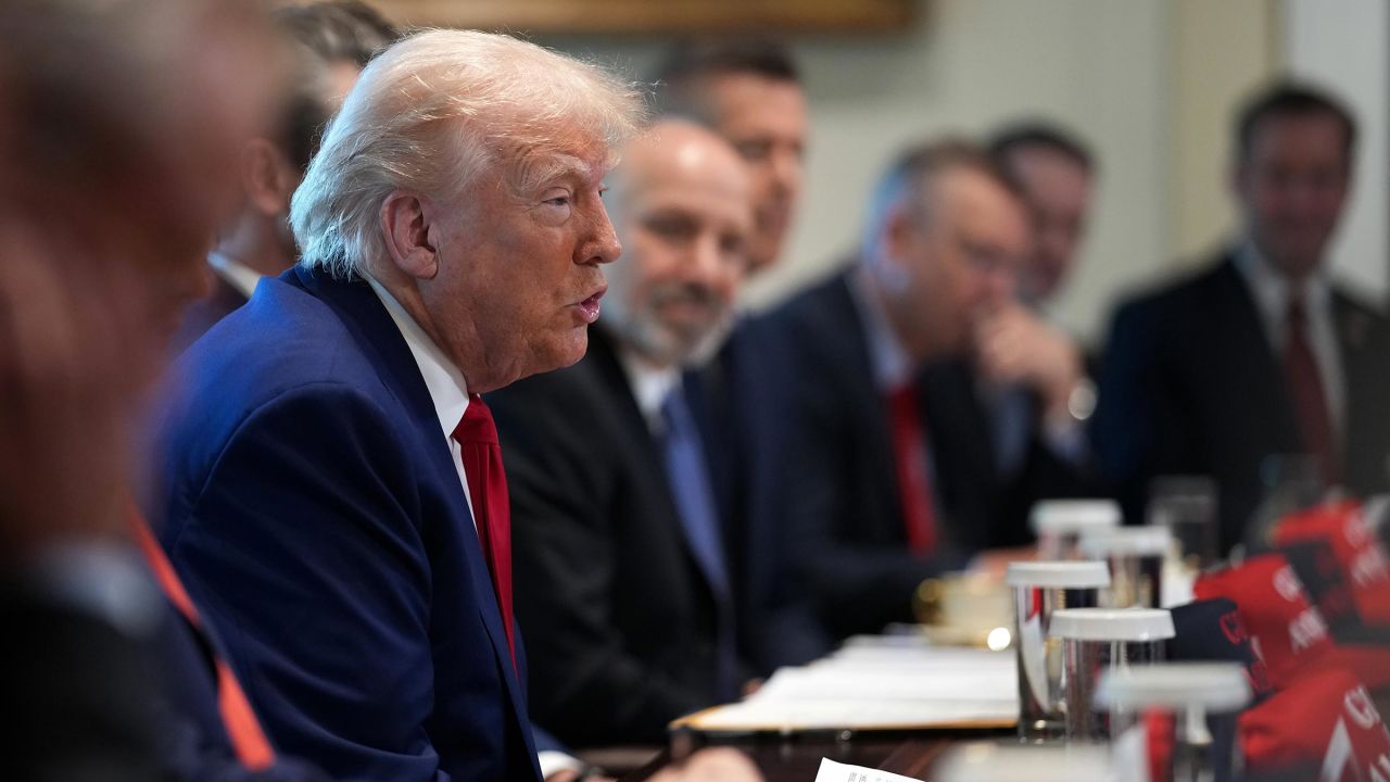President Donald Trump speaks during a Cabinet meeting at the White House on April 30 in Washington, DC.