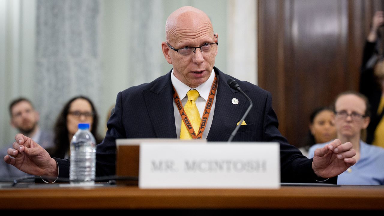 Federal Aviation Administration Air Traffic Organization Deputy Chief Operating Officer Franklin McIntosh speaks during a Senate Transportation Committee hearing to examine Federal Aviation Administration reauthorization and aviation safety on May 14 in Washington, DC.