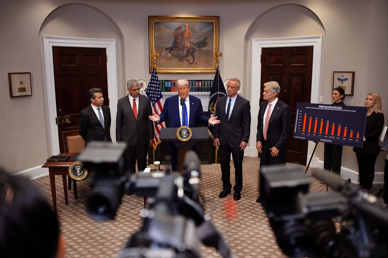 President Donald Trump speaks during a press conference in the Roosevelt Room of the White House on May 12, in Washington, DC.
