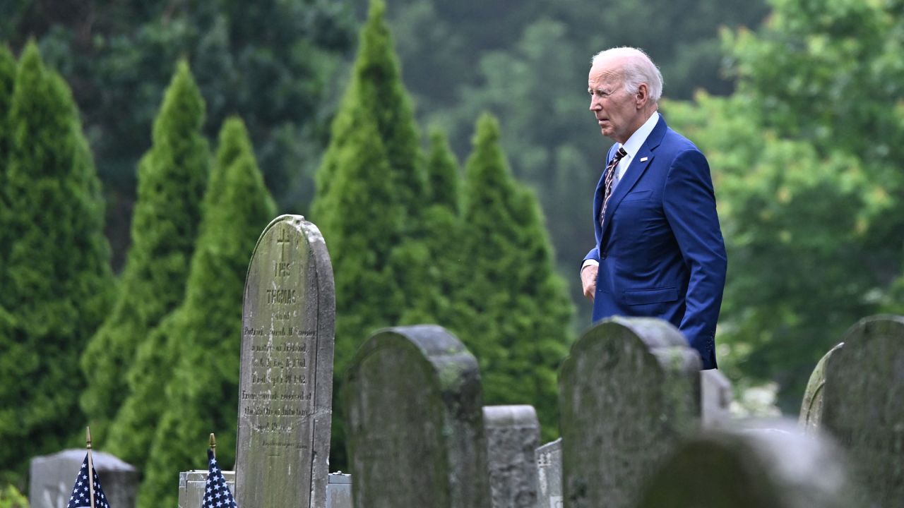 Former President Joe Biden arrives at Saint Joseph on the Brandywine Catholic Church for a memorial mass on the 10th anniversary of the death of the President's son Beau Biden in Wilmington, Delaware on May 30.