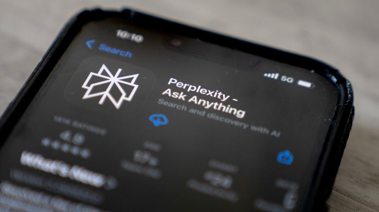 The Perplexity app in the Apple App Store on a smartphone arranged in Washington, DC, on Sunday, June 1.