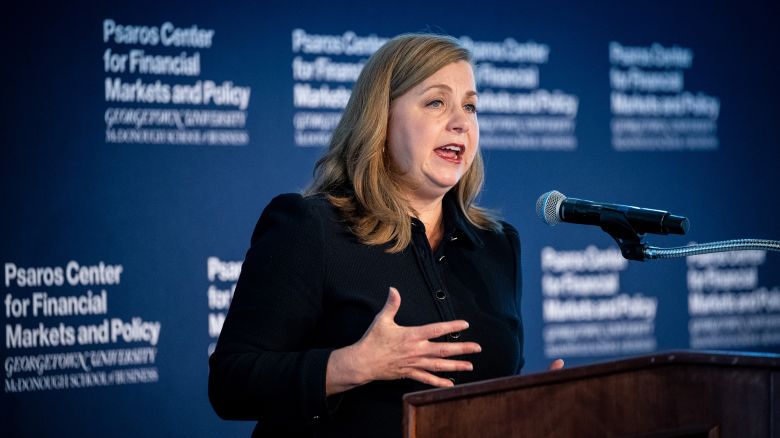 Michelle Bowman during a Psaros Center for Financial Markets and Policy event at Georgetown University in Washington, DC, on June 6.