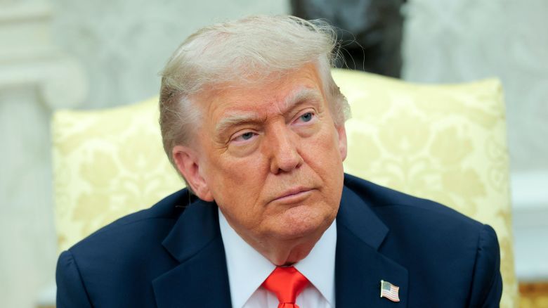 President Donald Trump delivers remarks during a meeting with German Chancellor Friedrich Merz in the Oval Office at the White House on June 5, 2025 in Washington, DC.