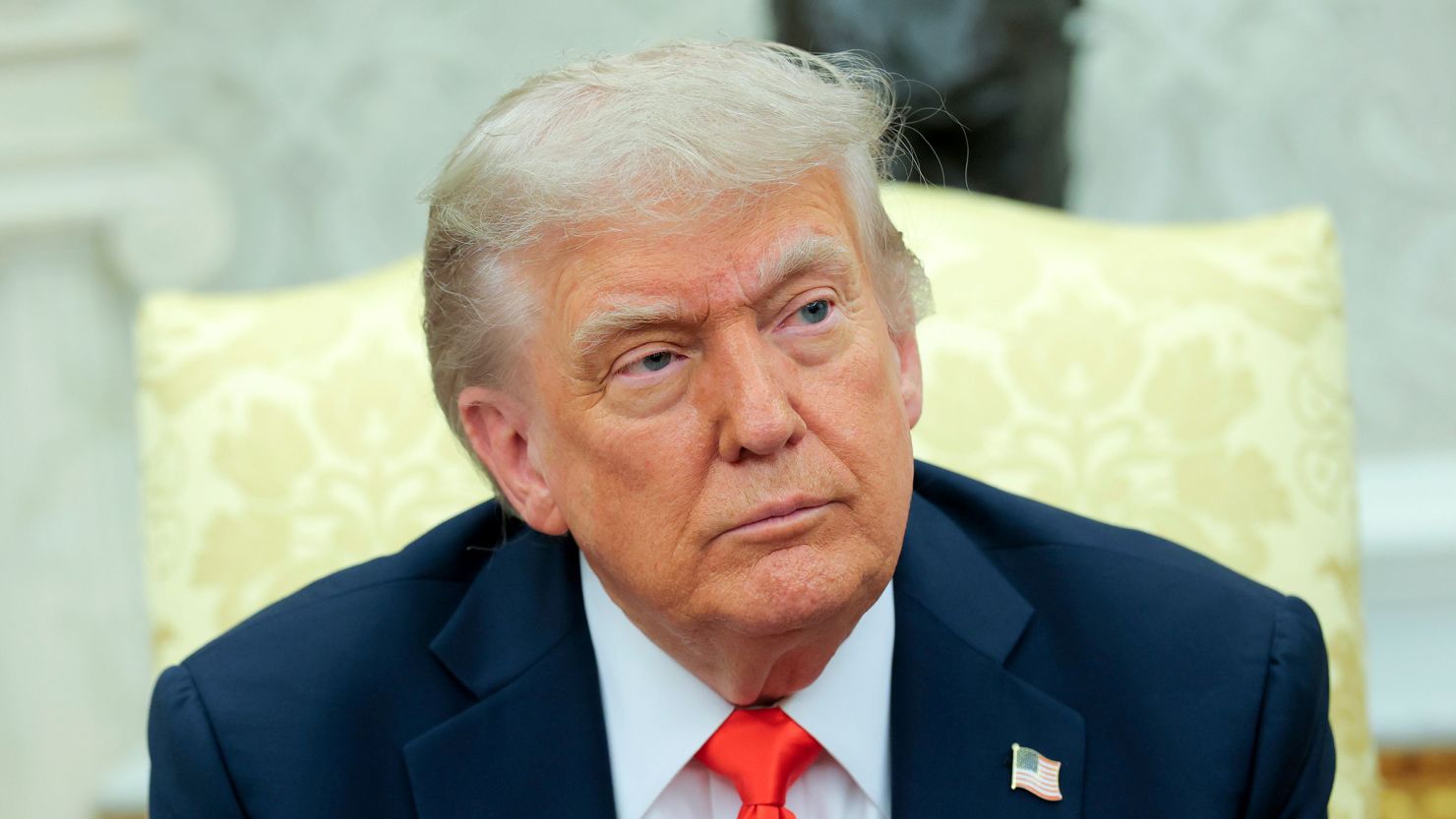 President Donald Trump delivers remarks during a meeting with German Chancellor Friedrich Merz in the Oval Office at the White House on June 5, 2025 in Washington, DC.