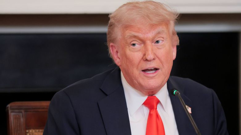 President Donald Trump speaks at a roundtable in the State Dining Room at the White House on June 5 in Washington, DC.