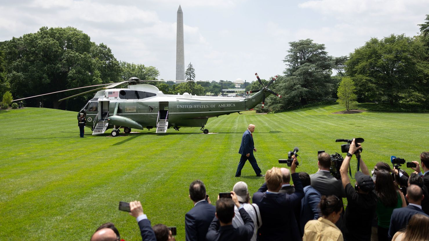 President Donald Trump walks to the White House from Marine One on June 9 in Washington, DC.