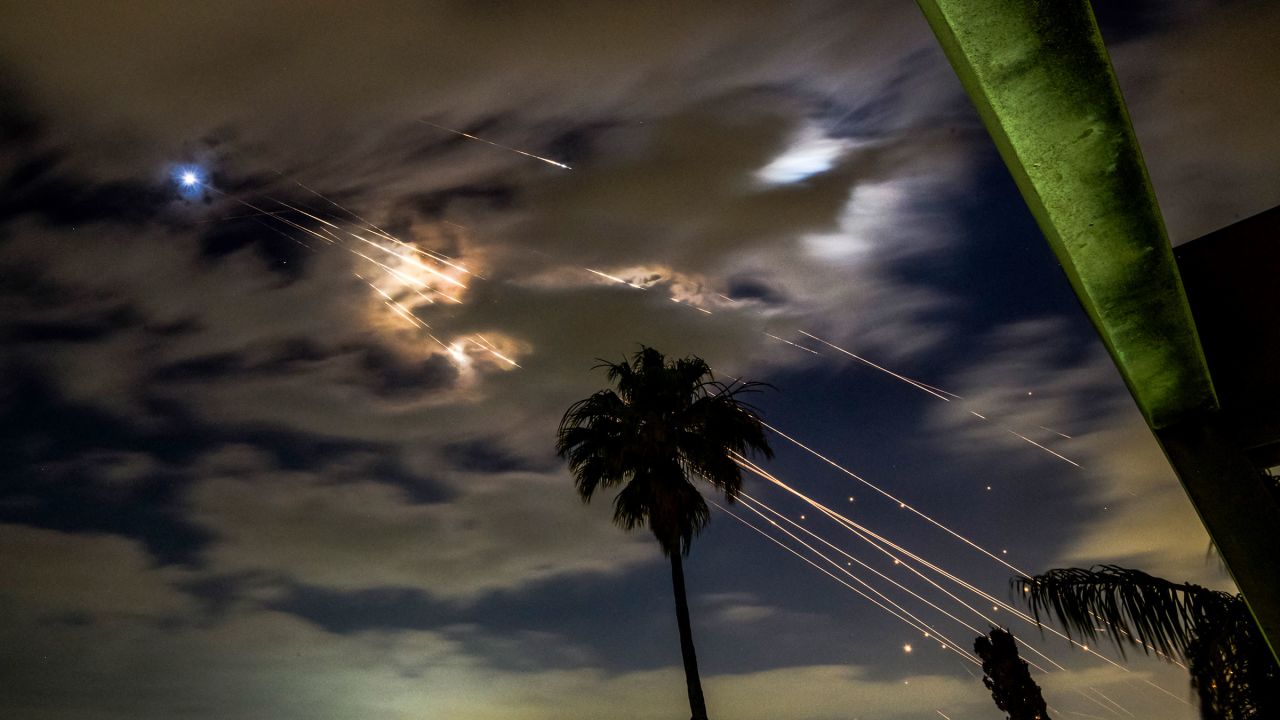 Israel's air defense targets Iranian missiles in the sky of Tel Aviv in Israel, on June 16.