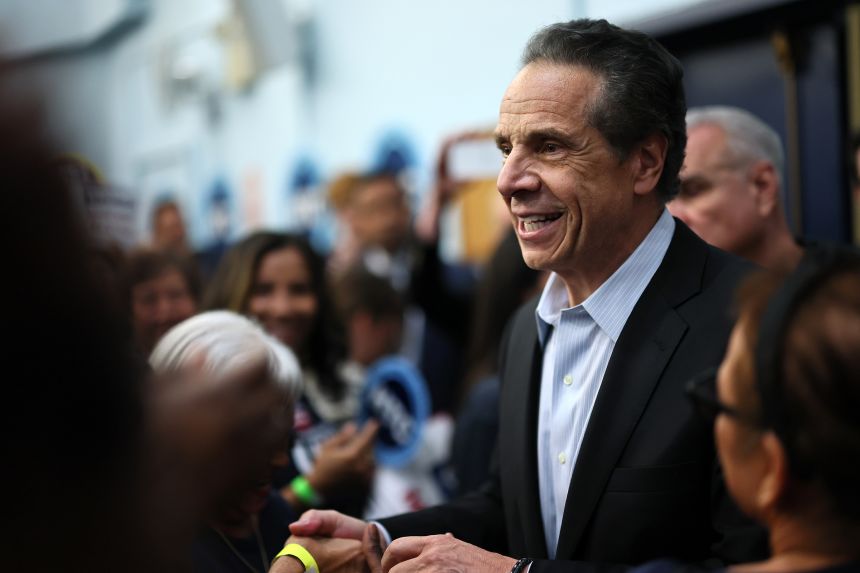 Andrew Cuomo greets union members on June 16 in New York.