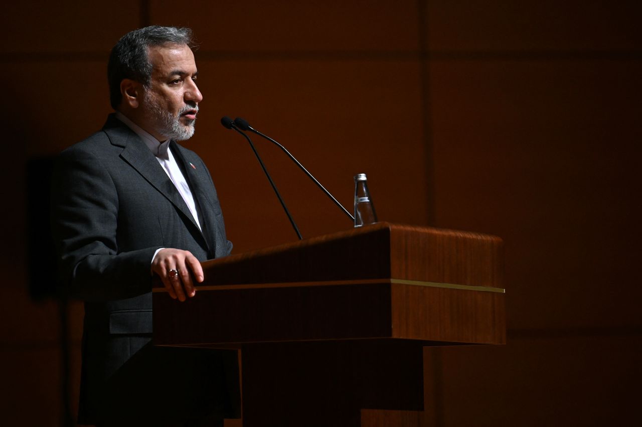 Iran foreign minister Abbas Araghchi speaks during a press conference in Istanbul on June 22.