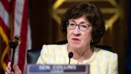 Susan Collins gavels in the Senate Appropriations Committee hearing in on Wednesday.