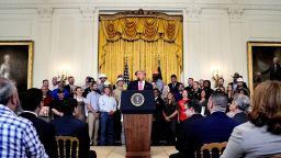President Donald Trump speaks in the East Room of the White House in Washington, DC, on Thursday, June 26.
