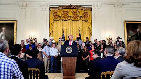 President Donald Trump speaks in the East Room of the White House in Washington, DC, on Thursday, June 26.