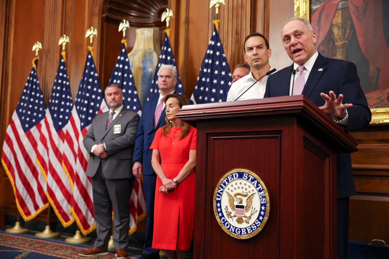 House Majority Leader Rep. Steve Scalise speaks during his weekly press conference at the US Capitol on June 24 in Washington, DC.