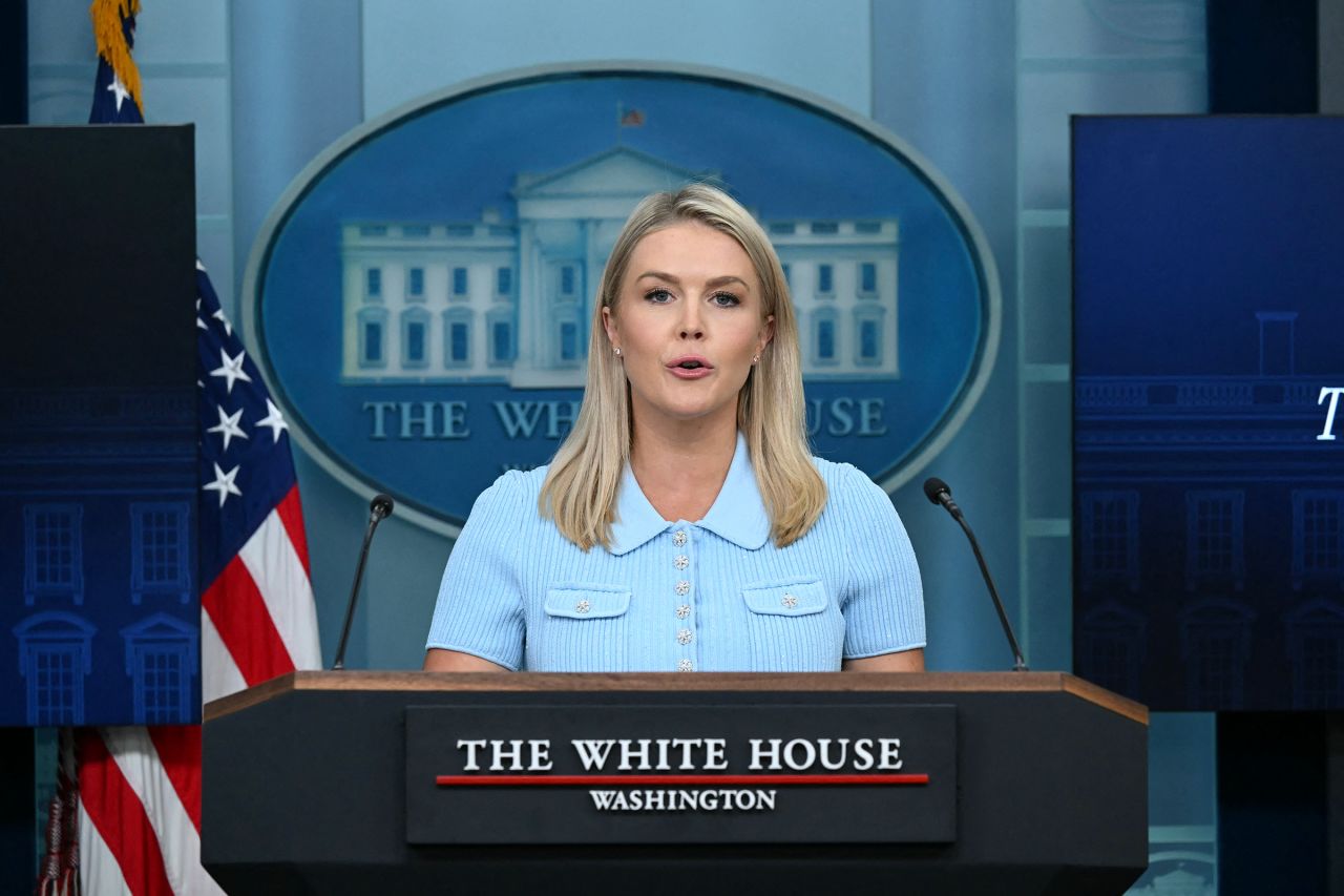 White House Press Secretary Karoline Leavitt speaks during the daily briefing in the Brady Briefing Room of the White House in Washington, DC, on June 30.