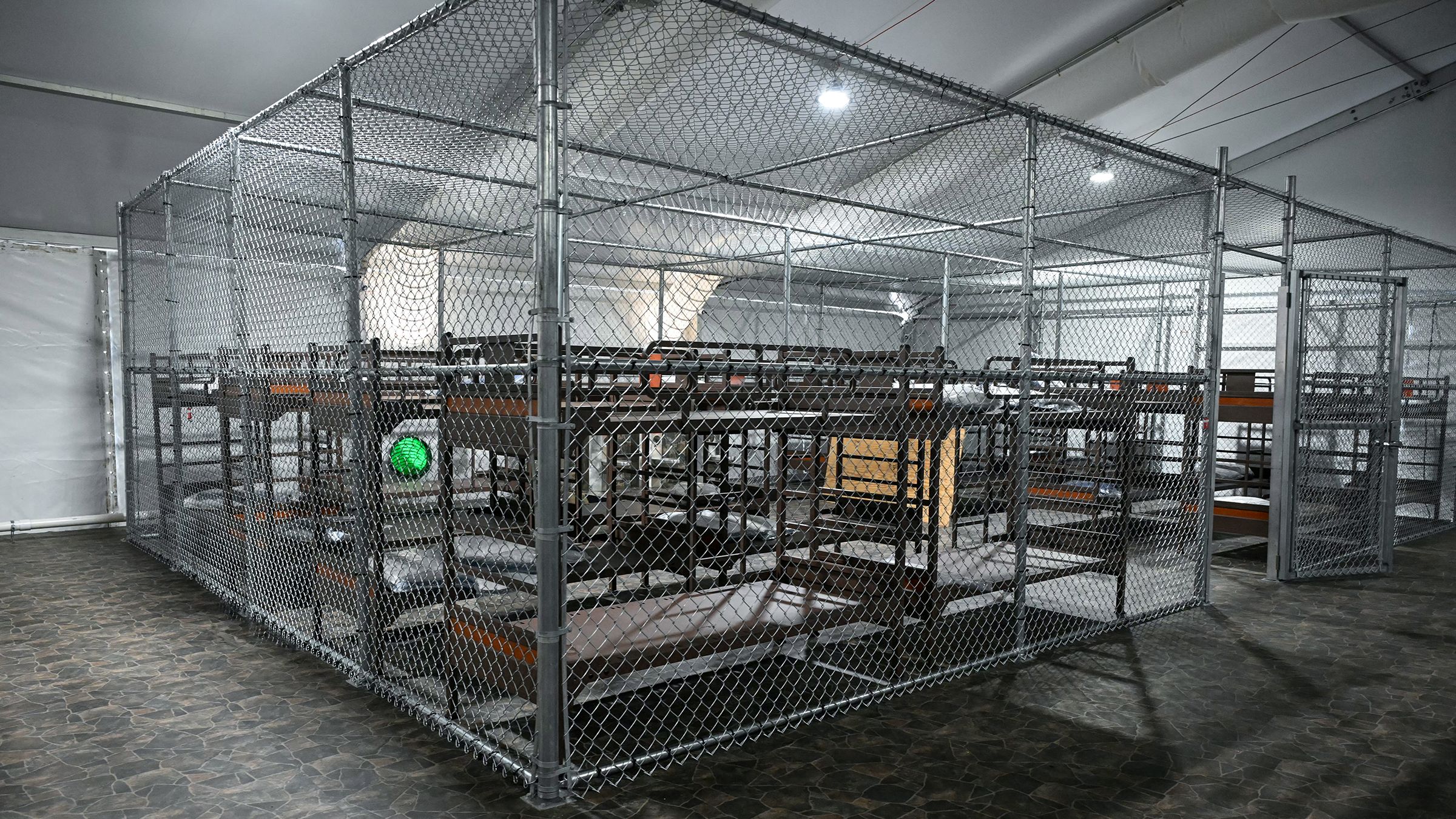 Beds are seen inside a migrant detention center, dubbed "Alligator Alcatraz," located at the site of the Dade-Collier Training and Transition Airport in Ochopee, Florida on July 1.