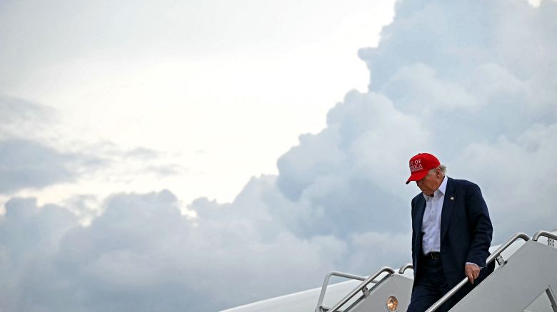 President Donald Trump steps off Air Force One upon arrival at Joint Base Andrews, Maryland, on July 1.