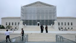 The plaza in front of the US Supreme Court building is closed on the final day of this term on June 27 in Washington, DC. 