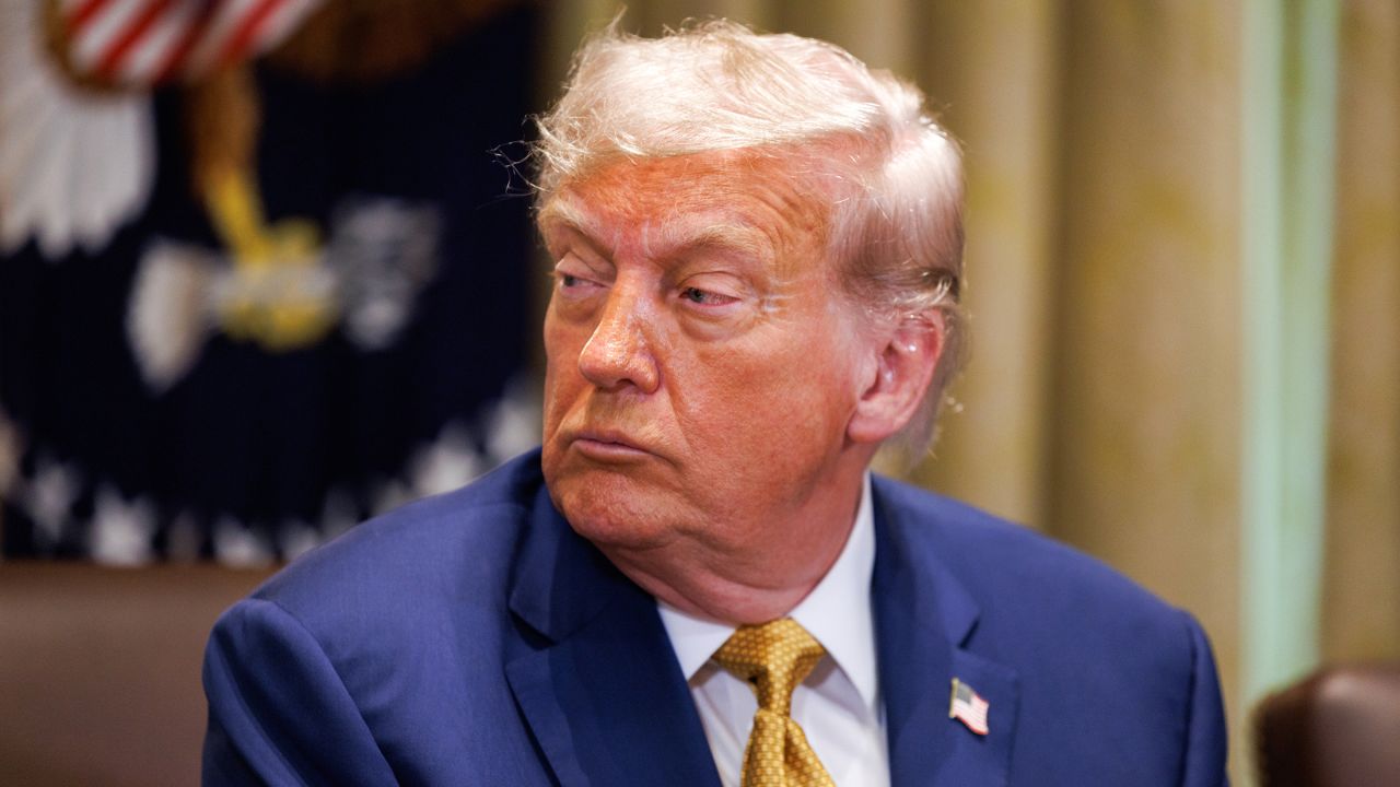 President Donald Trump during a cabinet meeting at the White House in Washington, DC on Tuesday, July 8.