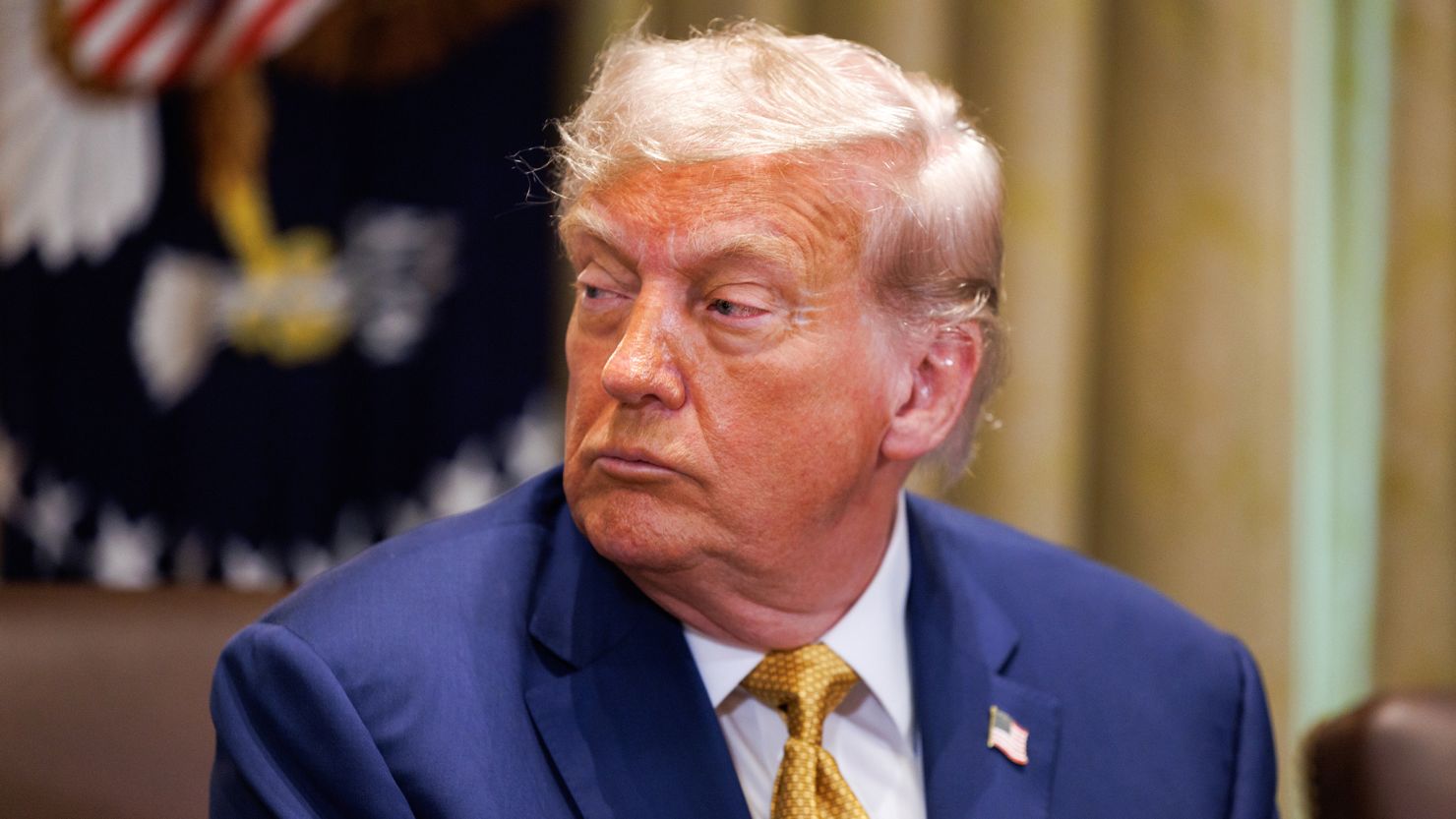 President Donald Trump during a cabinet meeting at the White House in Washington, DC on Tuesday, July 8.