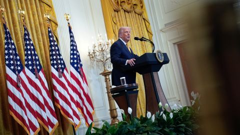 President Donald Trump during a reception with Republican members of Congress in the East Room of the White House in Washington, DC, on Tuesday, July 22.