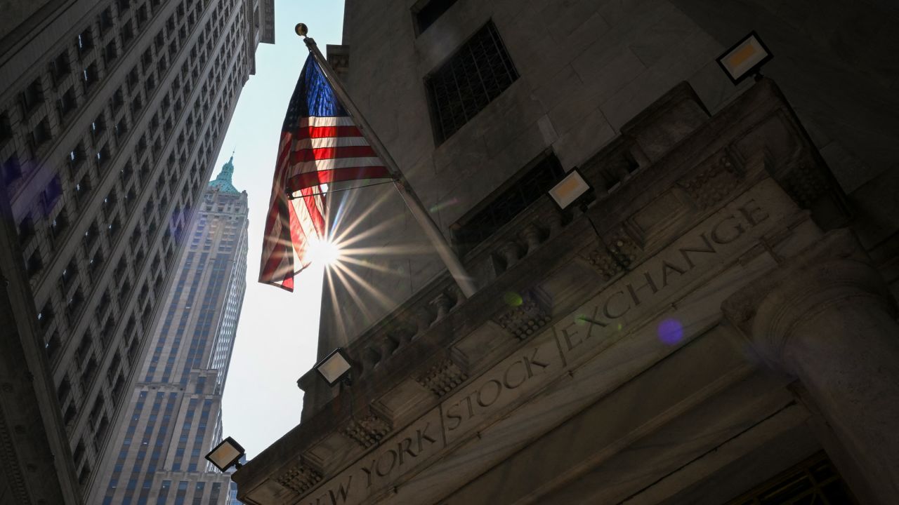 An exterior view at the New York Stock Exchange (NYSE) on August 4, 2025, in New York City.