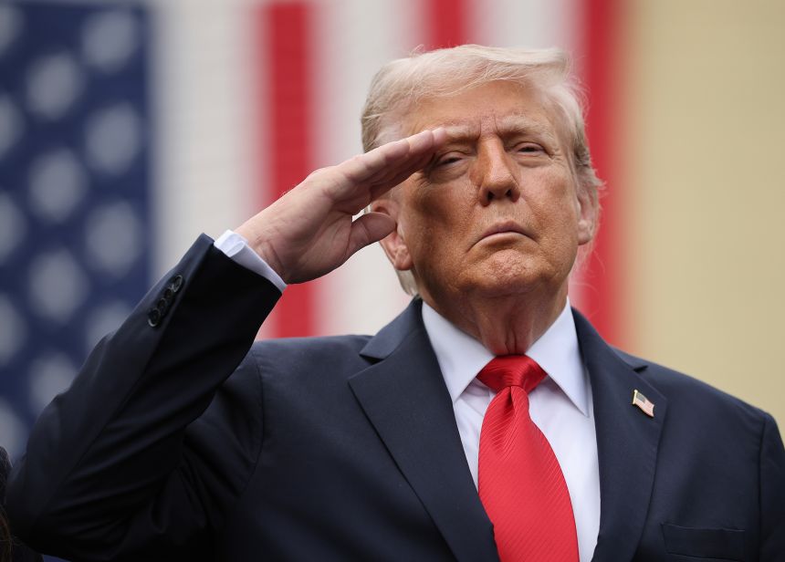 President Donald Trump attends a 9/11 observance event in the courtyard of the Pentagon September 11, 2025, in Arlington, Virginia.