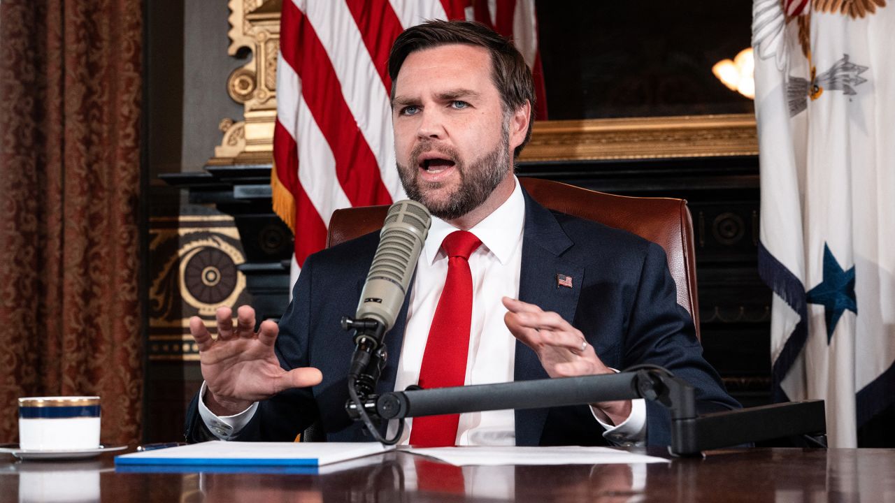 Vice President JD Vance hosts an episode of the Charlie Kirk Show in Washington, DC, on Monday.