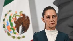 Mexico's President Claudia Sheinbaum during her daily press conference at Palacio Nacional in Mexico City on October 13.