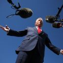 US President Donald Trump speaks to reporters as he arrives at Palm Beach International Airport on October 31, 2025 in West Palm Beach, Florida.