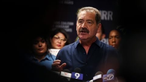 Rep. Jesus "Chuy" Garcia speaks during a news conference in Chicago on September 28.