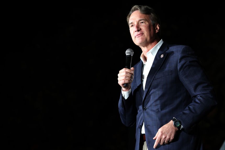 Virginia Governor Glenn Youngkin speaks at a campaign rally on November 2, in Hanover, Virginia.