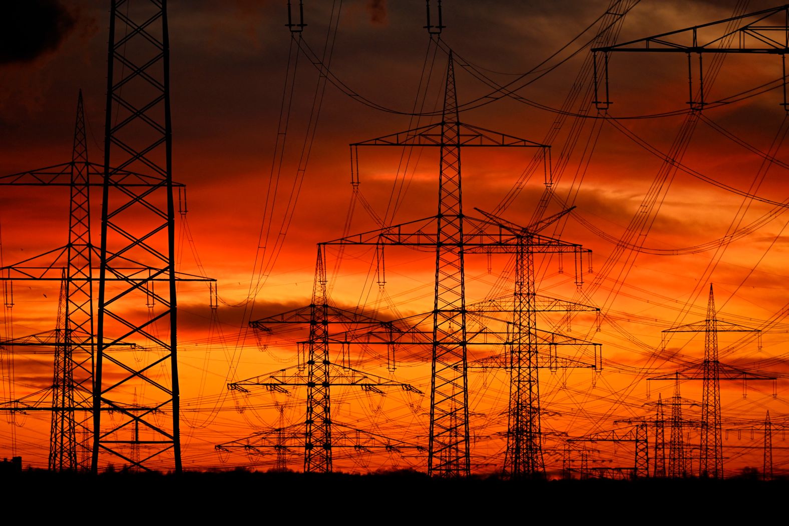 Power poles are seen at a power station operated by German energy giant RWE near Niederaußem, Germany, on Wednesday, November 12.