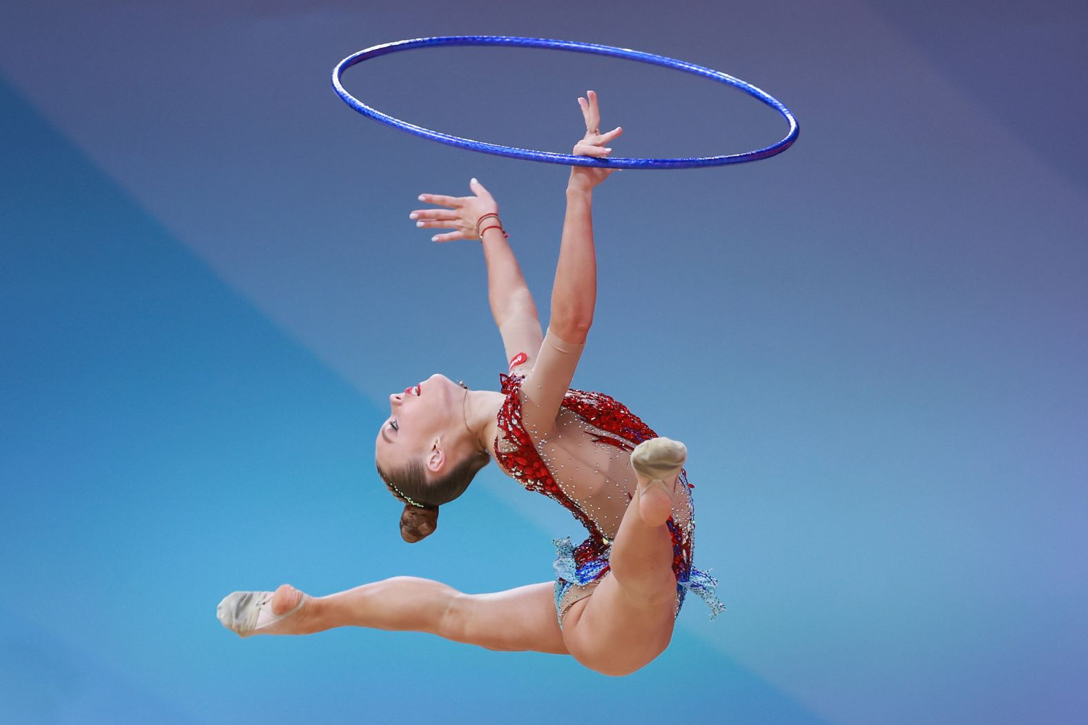 Alisa Medvedeva, a rhythmic gymnast from Russia, competes at the Sky Grace Cup tournament in Beijing on Wednesday, November 12.