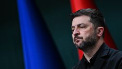 Ukraine's President Volodymyr Zelensky attends a joint press conference with Turkey's President following their meeting at the Presidential Complex in Ankara on November 19, 2025.