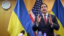 US Secretary of State Marco Rubio holds a press conference following a closed-door talks on a US plan to end the war in Ukraine at the US Mission in Geneva, on November 23, 2025.