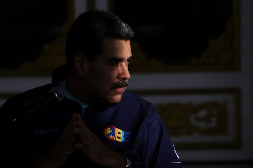 President of Venezuela Nicolás Maduro looks on during a march as part of the "Venezuelan Student Day" at Miraflores on November 21, in Caracas, Venezuela.