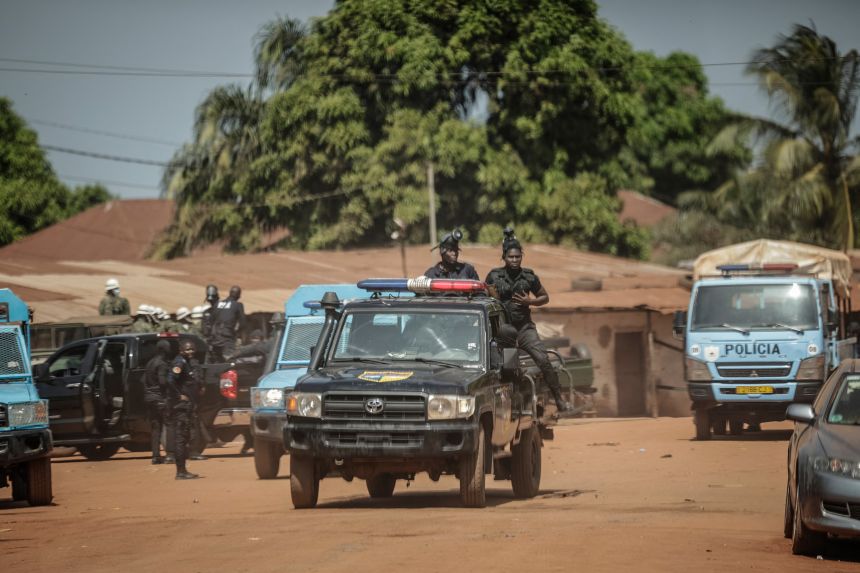 Members of Guinea-Bissau security forces patrol on Thursday.
