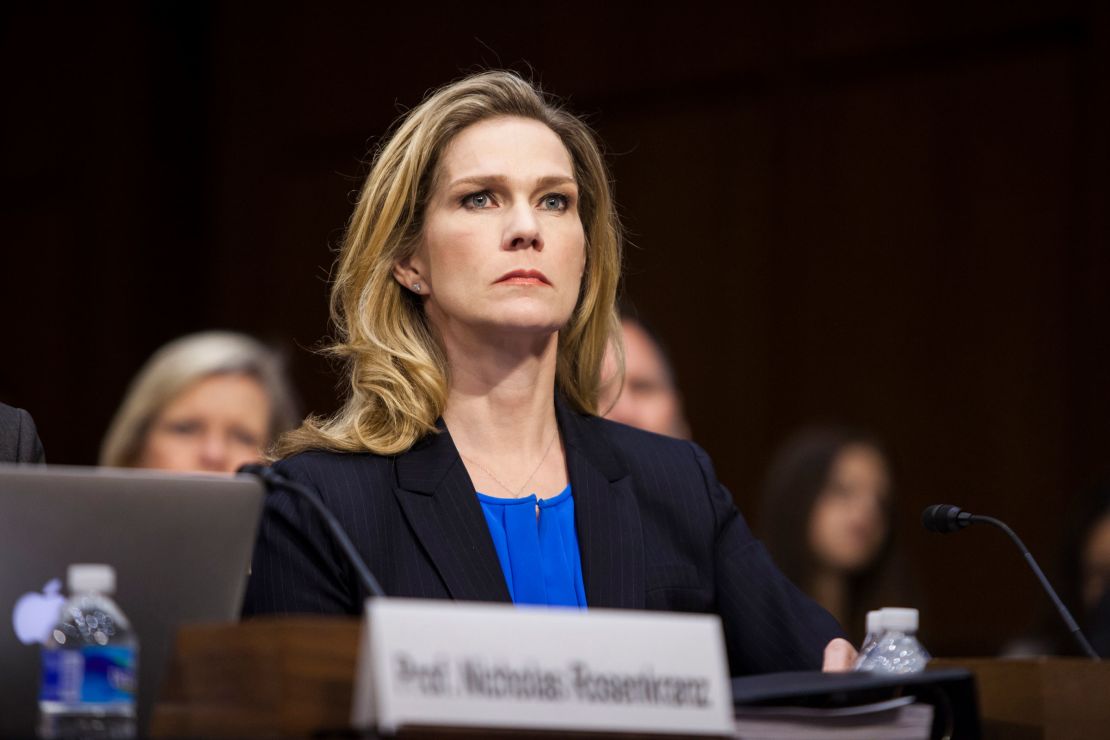 In this 2015 photo, Catherine Engelbrecht, founder of True the Vote, testifies during a confirmation hearing at the US Capitol in Washington, DC.