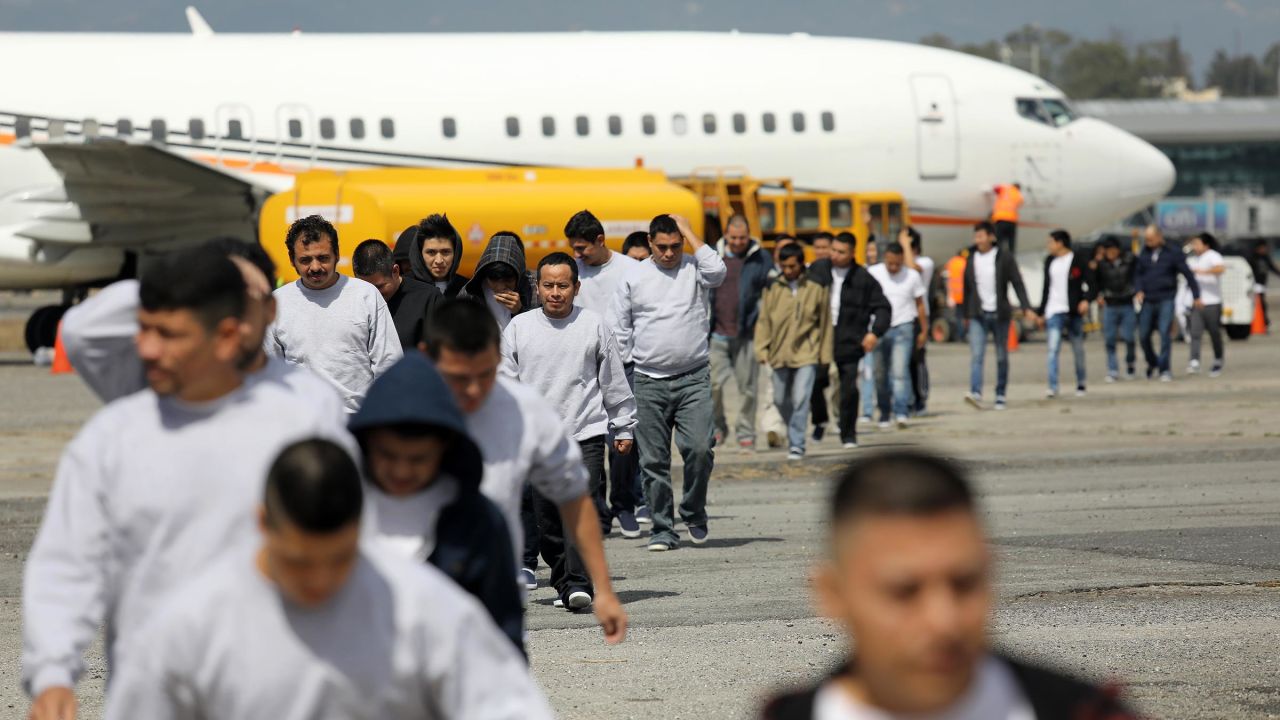 In this 2017 photo, Guatemalan immigrants deported from the United States arrive on a ICE deportation flight on February 9, 2017 in Guatemala City, Guatemala. 