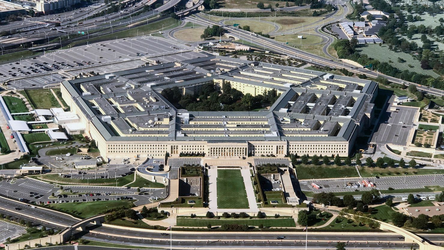 This aerial view shows the Pentagon building in 2017.