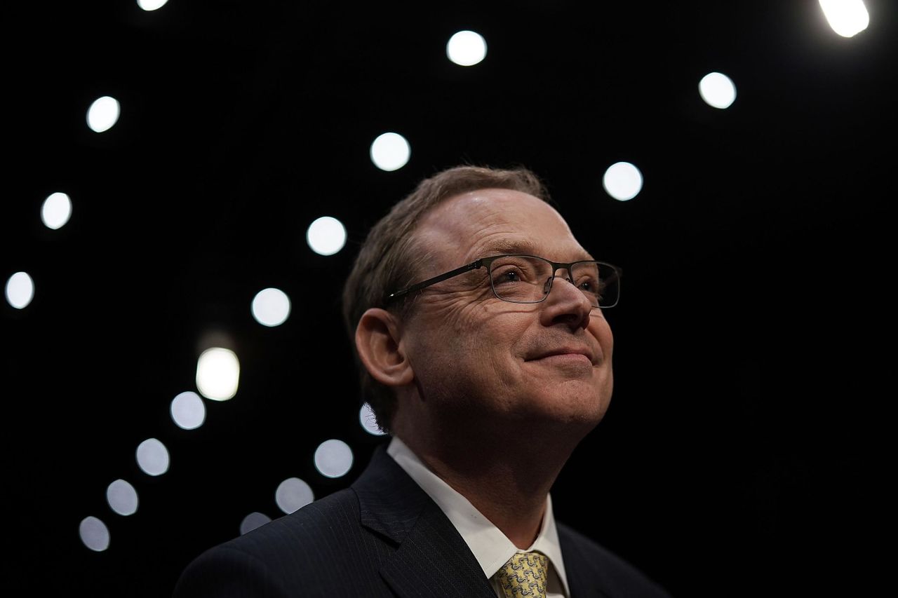 Kevin Hassett waits for the beginning of a hearing before the Joint Economic Committee on Capitol Hill in Washington, DC, on March 7, 2018.