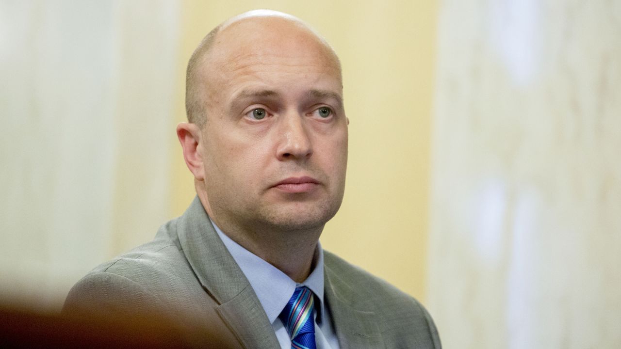 Scott Leiendecker, a former election official who purchased Dominion Voting Systems in October 2025, listens during a US Senate hearing on election security in Washington, DC, in 2018.