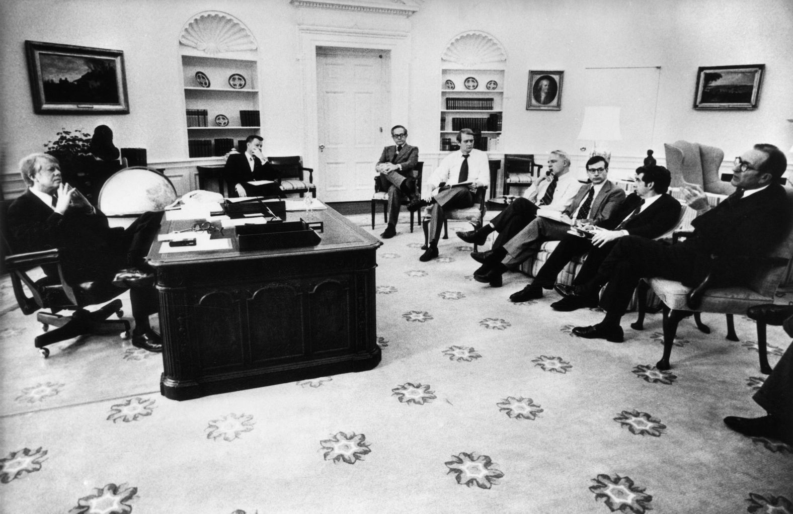 Carter holds a meeting with members of his cabinet in the White House in March 1978.