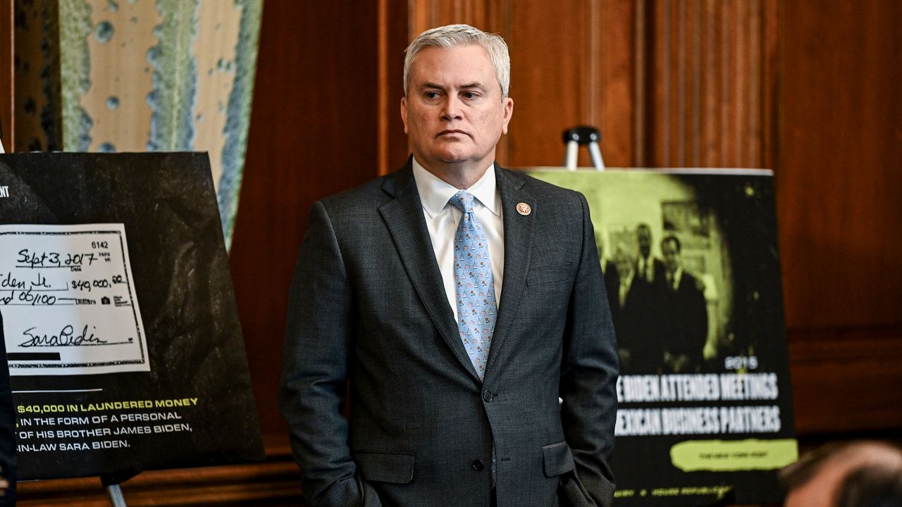 In this November 2023 photo, Rep. James Comer participates in a news conference on an impeachment inquiry into President Joe Biden, at the Capitol in Washington, DC. 