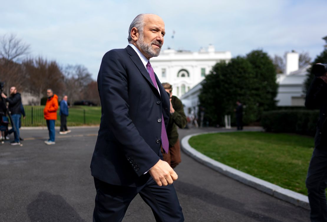 Secretary of Commerce Howard Lutnick walks outside the West Wing of the White House, in Washington, DC, on March 12. 