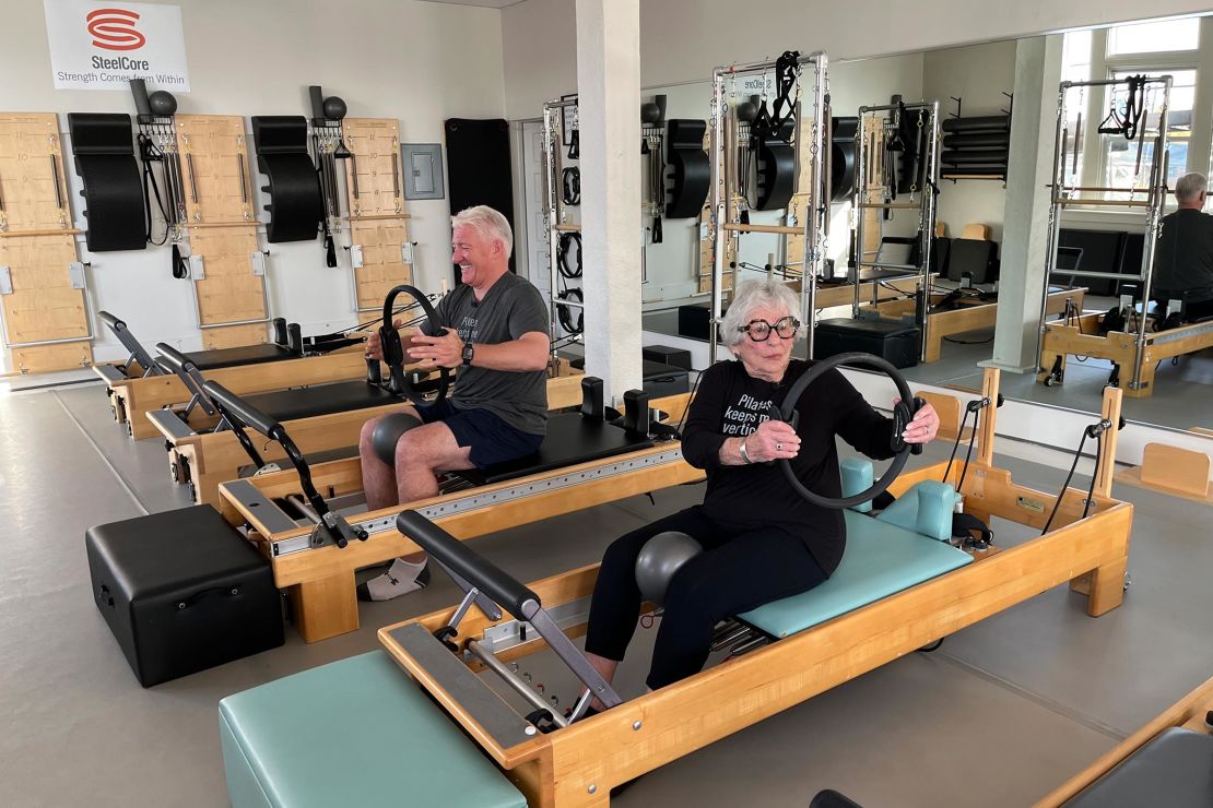 Pennsylvania voter Pat Levin talks politics during a Pilates class with CNN's John King.