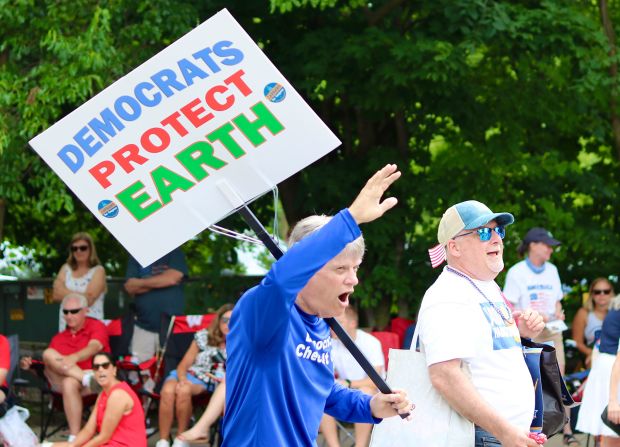 A man walks in the Cedarburg Fourth of July Parade.