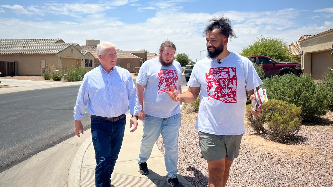 John King walks with Rural Arizona Action members in Pinal County, Arizona.